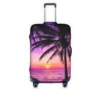 Uusnwaa Funda de equipaje lavable con diseño de silueta de palmeras al atardecer con cremallera oculta, accesorios esenciales de viaje, White, L