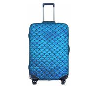 Uusnwaa Funda de equipaje lavable con estampado de escamas de peces azules con cremallera oculta, accesorios esenciales de viaje, White, M