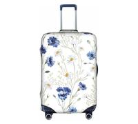 Uusnwaa Funda de equipaje lavable con estampado de flores dibujadas a mano con cremallera oculta, accesorios esenciales de viaje, White, M
