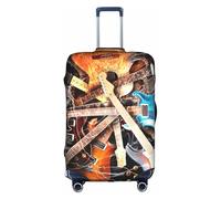 Uusnwaa Funda de equipaje lavable con estampado de guitarra y música de viaje, con cremallera oculta, accesorios esenciales de viaje, White, L