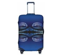 Uusnwaa Funda de equipaje lavable con estampado de música azul de viaje con cremallera oculta, accesorios esenciales de viaje, White, XL