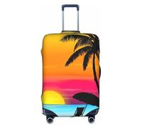 Uusnwaa Funda de equipaje lavable con estampado de palmeras y atardecer de viaje, con cremallera oculta, accesorios esenciales de viaje, White, XL