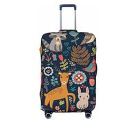 Uusnwaa Funda lavable con estampado de búho, conejo, pájaro, zorro, protector de maleta, a prueba de polvo, antiarañazos, funda de maleta de viaje, Black, S