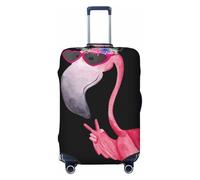 Uusnwaa Funda lavable con estampado de flamencos para equipaje, protector de maleta, a prueba de polvo, antiarañazos, funda de maleta de viaje, Black, L