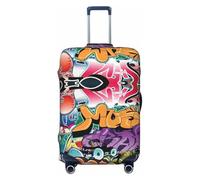 Uusnwaa Funda lavable con estampado de graffiti hip hop, protector de maleta de moda, a prueba de polvo, antiarañazos, funda de maleta de viaje, Black, L