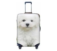 Uusnwaa Funda lavable con estampado de perro bichón frise, protector de maleta de moda, a prueba de polvo, antiarañazos, funda de maleta de viaje, Black, L