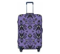 Uusnwaa Funda lavable con estampado de terror sobre fondo morado, protector de maleta de moda, a prueba de polvo, antiarañazos, funda de maleta de viaje, Black, S
