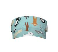 Uusnwaa Gorra unisex para adultos con estampado de gatos y perros que llueven, visera para el sol, ajustable, transpirable, poliéster, vacía, para deportes al aire libre, verano, color negro