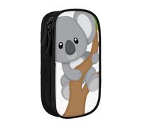 Uusnwaa Hugging Tree - Estuche para lápices con estampado de koala, bolsa de almacenamiento de tela Oxford, bolsa multifuncional para lápices con compartimentos, Black, Talla única, Neceser de