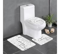 Uusnwaa Juego de 3 alfombras de baño con estampado de cálculo geek matemático, antideslizante, absorbente, lavable, alfombra de baño en forma de U para baño y ducha
