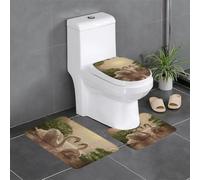 Uusnwaa Juego de 3 alfombras de baño con estampado de hojas verdes de cisne, antideslizantes, absorbentes, lavables, en forma de U, para baño y ducha
