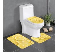 Uusnwaa Juego de 3 alfombras de baño con estampado de limón amarillo, antideslizantes, absorbentes, lavables, en forma de U, para baño y ducha
