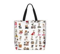 Uusnwaa Lindas bolsas de mano con estampado de carlino chihuahua para mujer, bolsa de hombro, bolsa de compras reutilizable, cierre de cremallera superior, artículos esenciales para el día a día