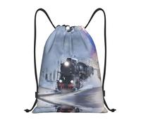 Uusnwaa Mochila con cordón, diseño de tren de vapor, puesta de sol, resistente al agua, para gimnasio, compras, deportes, yoga, Black, S, Mochilas de viaje