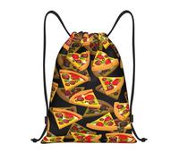 Uusnwaa Mochila con cordón para pizza, impresión 3D, resistente al agua, para gimnasio, compras, deportes, yoga, Black, M, Mochilas de viaje