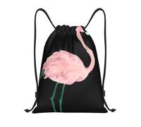Uusnwaa Mochila con cordón pintado a mano con estampado de flamencos y pájaros, resistente al agua, para gimnasio, compras, deportes, yoga, Black, M, Mochilas de viaje