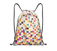 Uusnwaa Mochila con cordón triangular y estampado geométrico, resistente al agua, para gimnasio, compras, deportes, yoga, Black, S, Mochilas de viaje