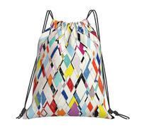 Uusnwaa Mochila con estampado de papel tapiz a cuadros de colores con cordón, bolsa de gimnasio, mochila deportiva para playa para hombres y mujeres