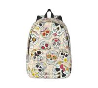 Uusnwaa Mochila de lona con estampado de calavera mexicana para mujeres y hombres, mochila ligera clásica para laptop, para la escuela, viajes y uso diario, Negro, M