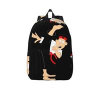 Uusnwaa Mochila de lona con estampado de karate de dibujos animados para mujeres y hombres, mochila ligera clásica para laptop, para la escuela, viajes y uso diario, Negro, S