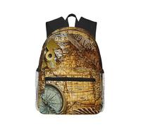 Uusnwaa Mochila ligera para laptop con estampado de brújula y mapa del mundo antiguo para hombres y mujeres, resistente al agua, para la escuela, la universidad, el trabajo, viajes, mochila de día