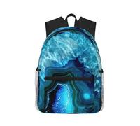 Uusnwaa Mochila ligera y brillante para laptop con estampado turquesa azul aguamarina para hombres y mujeres, resistente al agua, para la escuela, la universidad, trabajo, viajes, mochila de día