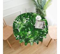 Uusnwaa Monstera Deliciosa - Mantel redondo con estampado de palmera de plátano, 60 pulgadas, resistente a las manchas, a las arrugas, lavable, de poliéster, para fiestas de cocina