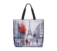 Uusnwaa Paris City Tree Eiffel Tower - Bolsas de mano con impresión artística para mujer, bolsa de hombro, bolsa de compras reutilizable, cierre de cremallera superior, artículos esenciales para el