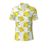 Uusnwaa Polo de manga corta con estampado de limón amarillo para hombre, camisa de golf de moda, camisas de verano que absorben la humedad, Negro, L