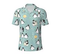 Uusnwaa Polo de manga corta para hombre, diseño de pingüino, globo, copo de nieve, camisa de golf de moda, camisas de verano que absorben la humedad, Negro, XL