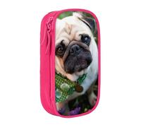 Uusnwaa Pugs in The Garden - Estuche para lápices de tela Oxford, bolsa de almacenamiento multifuncional con compartimentos, Pink, Talla única, Neceser de maquillaje