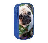 Uusnwaa Pugs in The Garden - Estuche para lápices de tela Oxford, bolsa de almacenamiento multifuncional con compartimentos, Blue, Talla única, Neceser de maquillaje