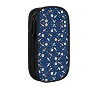 Uusnwaa Rocket in Space - Estuche para lápices con estampado de cohete en el espacio, bolsa de almacenamiento de tela Oxford, bolsa multifuncional para lápices con compartimentos, Black, Talla única