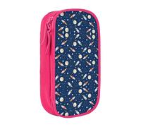 Uusnwaa Rocket in Space - Estuche para lápices con estampado de cohete en el espacio, bolsa de almacenamiento de tela Oxford, bolsa multifuncional para lápices con compartimentos, Pink, Talla única