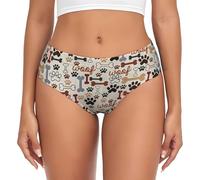 Uusnwaa Ropa interior con estampado de huesos y patas para mujer, superelásticos, cobertura completa, bragas suaves (talla regular y extragrande), Negro, L Grande