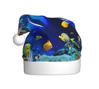 Uusnwaa Sombrero de Navidad 3D con estampado de delfín del mundo submarino, sombrero de Papá Noel unisex para adultos, sombrero de Navidad grueso para fiestas de Año Nuevo