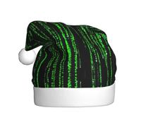 Uusnwaa Sombrero de Navidad con estampado binario de números verdes, sombrero de Papá Noel unisex para adultos, sombrero de Navidad grueso para fiestas de Año Nuevo