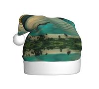 Uusnwaa Sombrero de Navidad con estampado de amanecer sobre Hanauma Bay Oahu Hawaii, sombrero de Papá Noel unisex para adultos, sombrero de Navidad grueso para fiestas de Año Nuevo