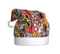 Uusnwaa Sombrero de Navidad con estampado de letras y números, sombrero de Papá Noel unisex para adultos, sombrero de Navidad grueso para fiestas de Año Nuevo