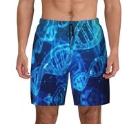 Uusnwaa Traje de baño para hombre con estampado fotográfico de cadena de ADN con forro de compresión, traje de baño de secado rápido con bolsillos, pantalones cortos de playa, Negro, 3XL