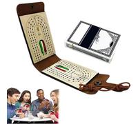 Uuxkgu Cribbage Board Travel Set,Ultimate Leather Wraparound Touring Cribbage Board-Take The Game Anywhere,with Faux Leather Case and Pegs,Children, Family Celebrations,Camping,Girls,Adults-A