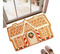 Uuxkgu Felpudo navideño de Bienvenida con diseño de casa de Jengibre, tapete de Bienvenida,Felpudo Navidad Entrada casa,Alfombra navideña,Antideslizante, Tapete para Exteriores, 60 x 40 cm-A