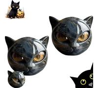 Uuxkgu Luxury Black Cat Stone Sculpture,flairgifts Luxury Black Cat Stone Sculpture,Escultura Negra Cabeza De Gato Ojos Brillantes-2pcs