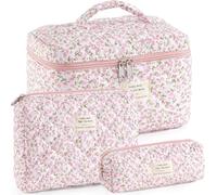 UUYUUY Bolsa de maquillaje de algodón acolchada, Rosa floral D, Literatura y arte