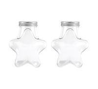 UUYYEO 2 tarros de plástico con forma de estrella de 500 ml para almacenamiento de estrellas de papel, botellas de regalo de fiesta del día de San Valentín, recipientes vacíos con tapas