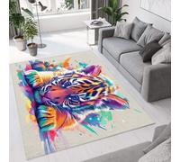UUZEAI Alfombra Antideslizante para Sala de Estar, diseño de Grafiti con Estampado de Tigre Colorido, Lavable, para Pasillo, Dormitorio Infantil, decoración, 150x250cm