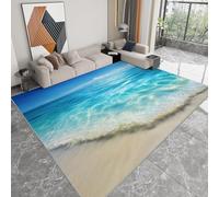 UUZEAI Alfombra con Estampado de Olas de mar y Playa para Sala de Estar, Lavable, Moderna, Creativa, 3D, Antideslizante, para Dormitorio, decoración del hogar, 240x330cm