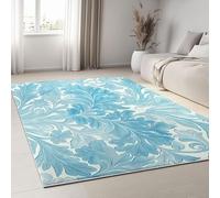 UUZEAI Alfombra con Estampado Floral Retro Azul de Hojas, decoración para Sala de Estar, Estilo William Morris, Antideslizante, Lavable, para Dormitorio y Comedor, 100x200cm