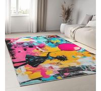 UUZEAI Alfombra con Retrato de Chica con Grafiti Callejero, Estilo Abstracto Pop Vintage, Antideslizante, Lavable, para Sala de Estar y Dormitorio, 160x220cm