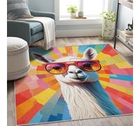 UUZEAI Alfombra de Alpaca Divertida, Colorida, Estilo Pop Art, para Sala de Estar y Dormitorio, Alfombra arcoíris para habitación Infantil, Lavable, Antideslizante, 120x210cm